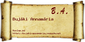 Bujáki Annamária névjegykártya